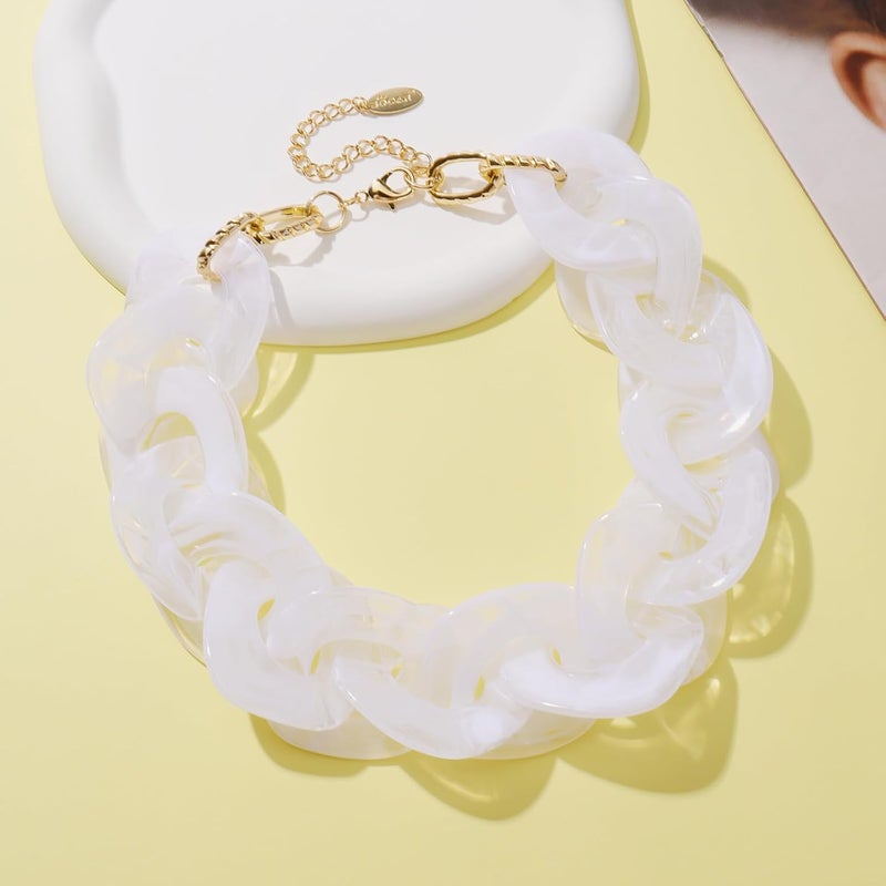 Bocar Statement Chunky Acrylic Cuban Choker Necklace Fashion Bib Collar Chain Necklace for Women(NK-10666) - Image 2